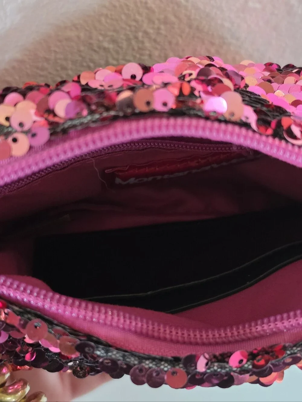 MONTANA WEST Sequin Hand Bag Link & Crossbody Straps Shiny Pink Night Out!